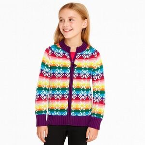 Y2K VTG Gap‎ XXL 100% Cotton Fair Isle Christmas Snowflake Full Zip Ugly Sweater